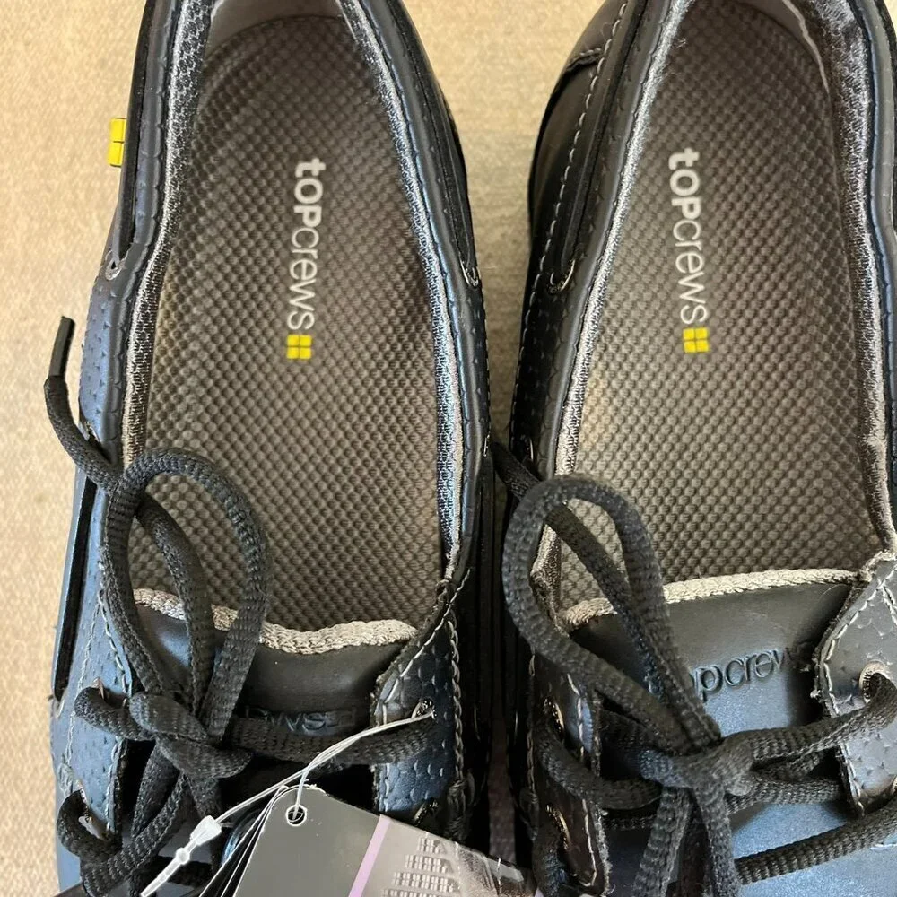 TopCrews Woman's Black Leather Work Slip-Resistant Shoes Sz 10 - Picture 4 of 13